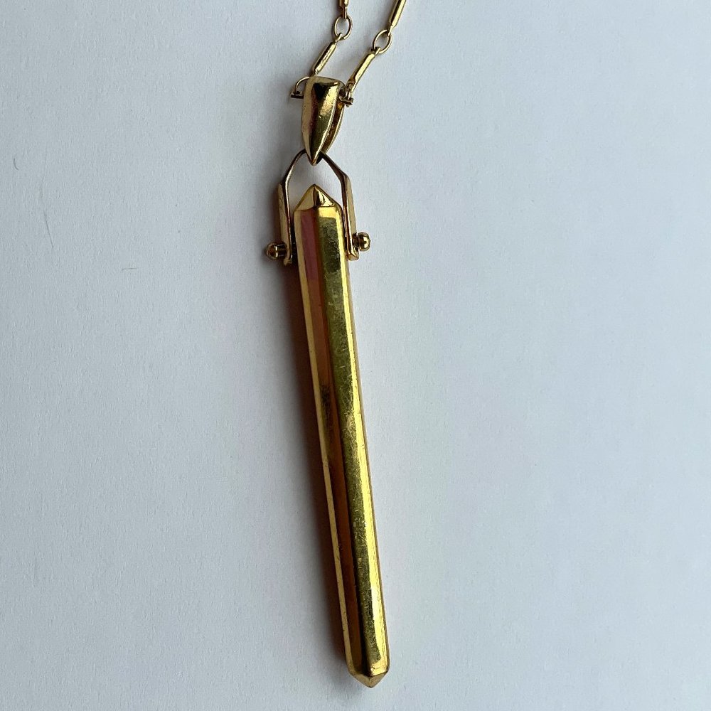 Stella & Dot Gold Rebel Drop Prism Pendant 30" Chain Necklace Lobster Closure